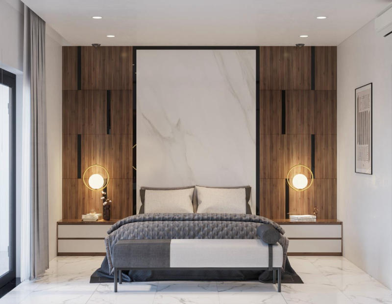 Phòng ngủ với đường nét thiết kế tối giản tạo cảm giác thư giãn, thoải mái