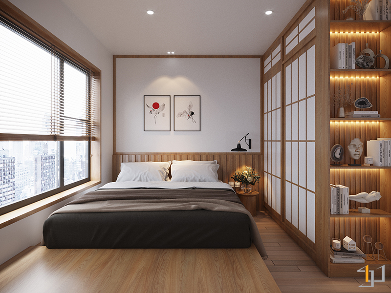 Không gian nội thất của căn hộ chung cư phong cách Japandi
