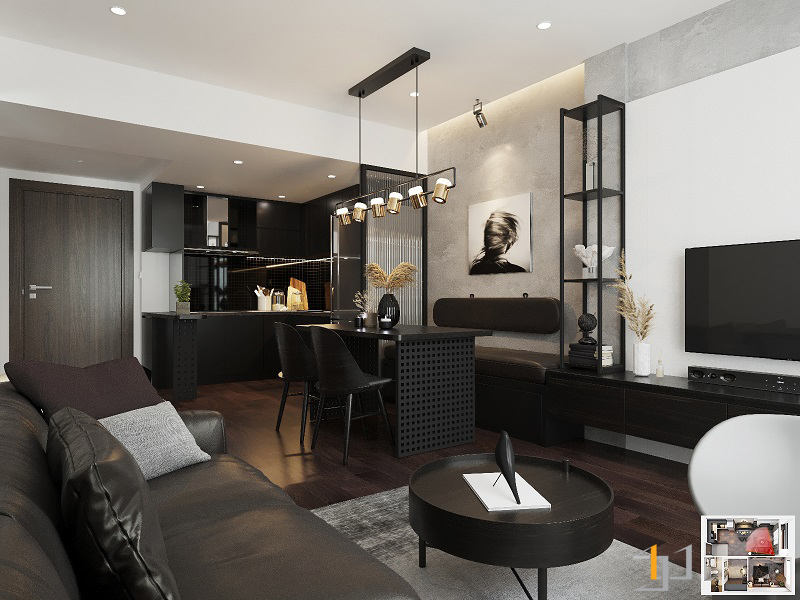 Không gian nội thất của căn hộ chung cư studio phong cách Hiện đại (Modern)