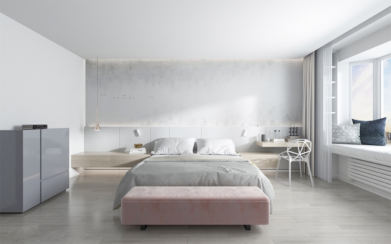 Không gian phòng ngủ với đường nét thiết kế đơn giản nhưng đầy bắt mắt