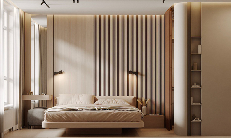Mẫu nội thất phòng ngủ 17m2 với đường nét thiết kế đơn giản, tinh tế 